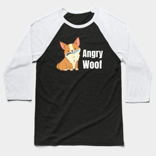 Angry Woof Cute Orange Corgi With Knife Baseball T-Shirt